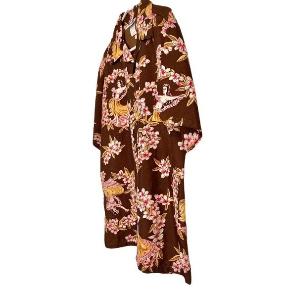 SUNDEK Sexy Hula Girls Surfing Shirt Brown Red Gold Mens Medium - Picture 9 of 14